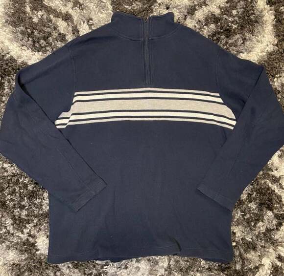 Great Northwest Clothing Company Other - Great Northwest Clothing Company Men's Navy Blue Striped Quarter Zip Pullover Sw